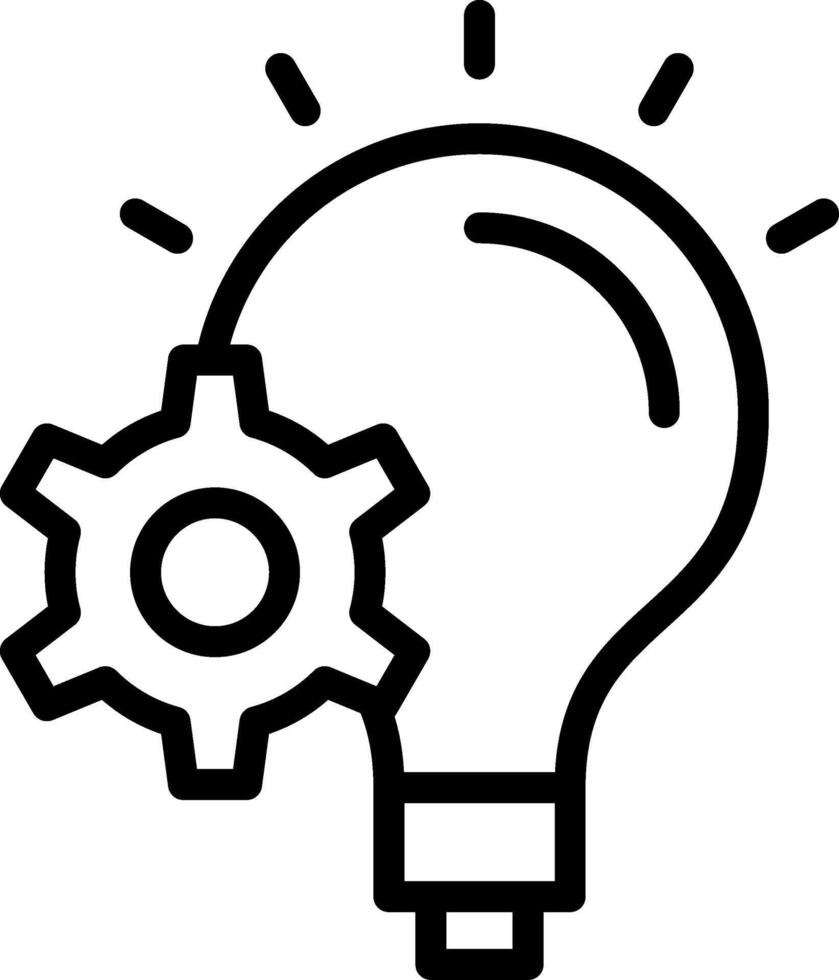Bulb Cog Outline Icon vector