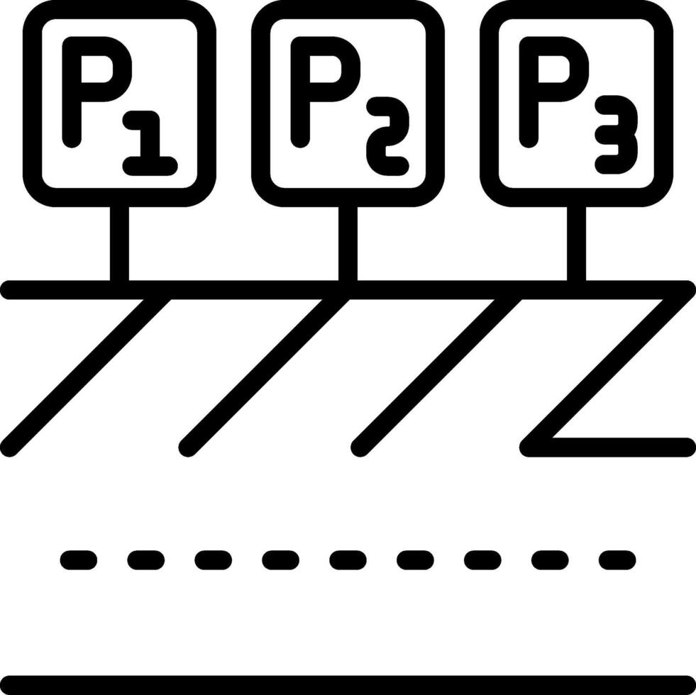 Parking space numbering Outline Icon vector