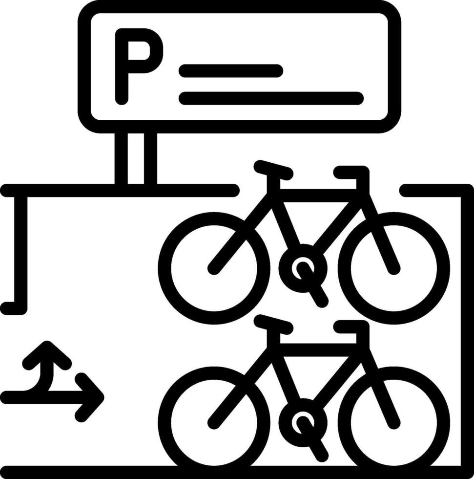 Parked bicycles Outline Icon vector