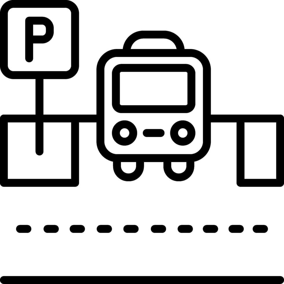 Parking shuttle bus Outline Icon vector