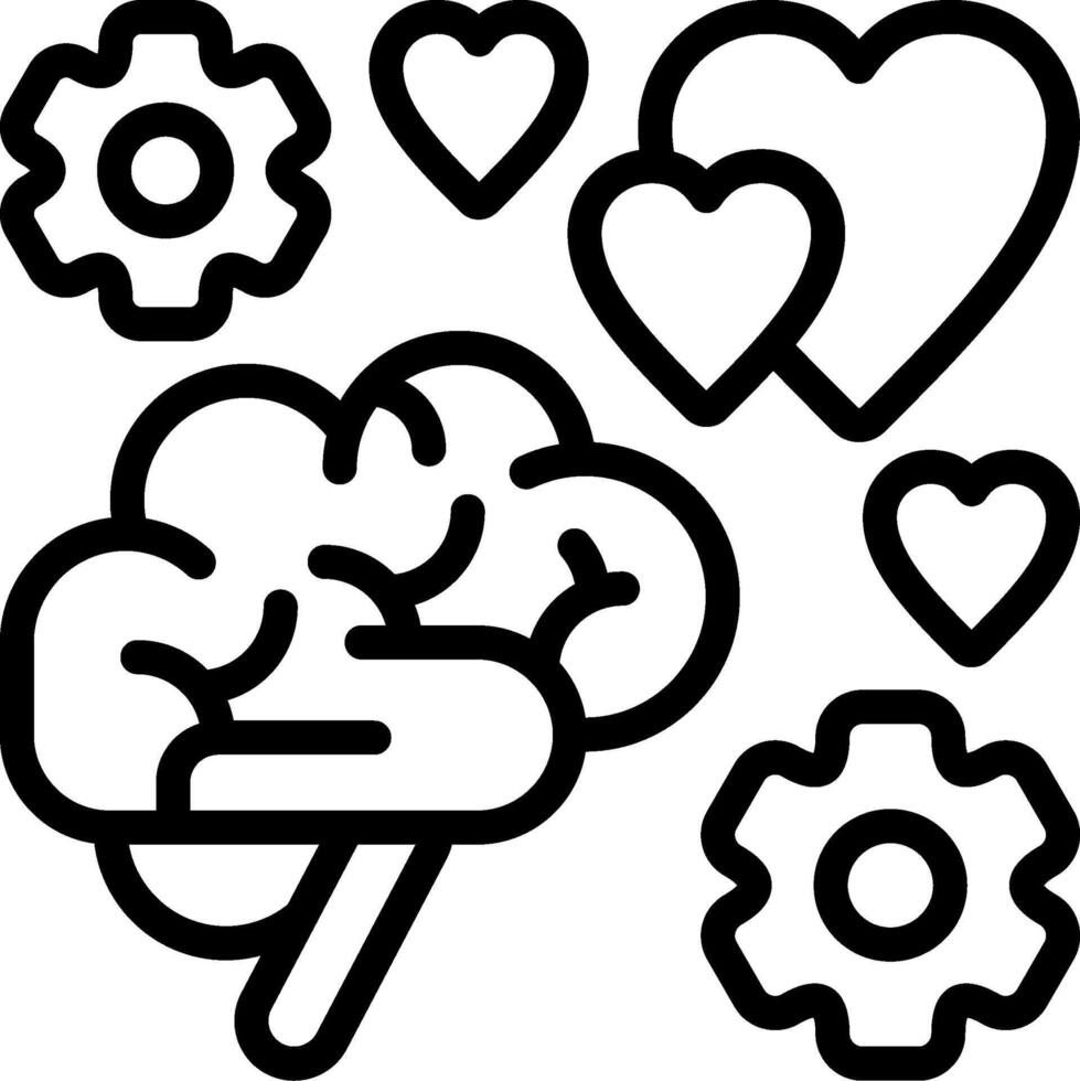 Emotional Brain Process Outline Icon vector