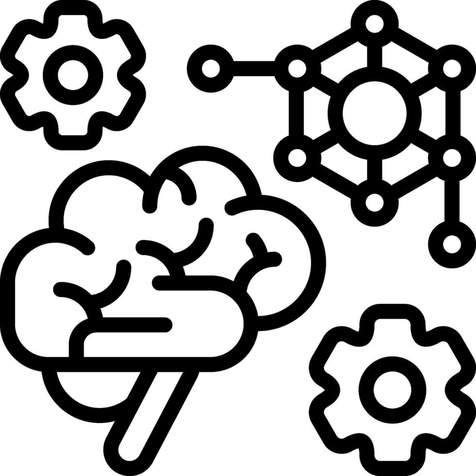 Logical Brain Function Outline Icon vector