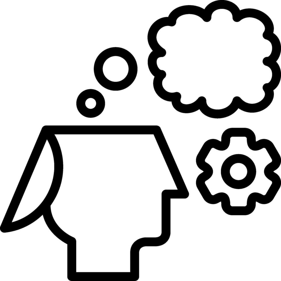 Black Open Minded Thinking Outline Icon vector