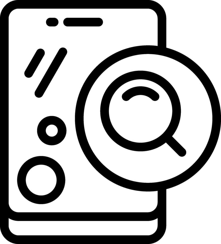 Black Outline Mobile Search Icon vector
