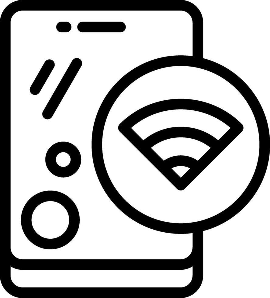 Black Outline Mobile WIFI Icon vector