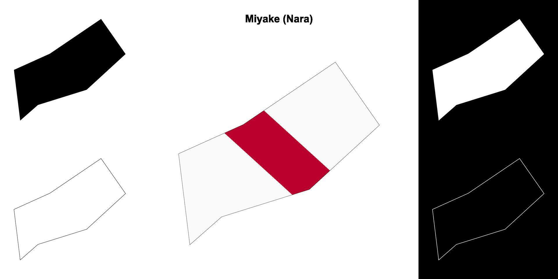 Miyake, Nara outline map set vector