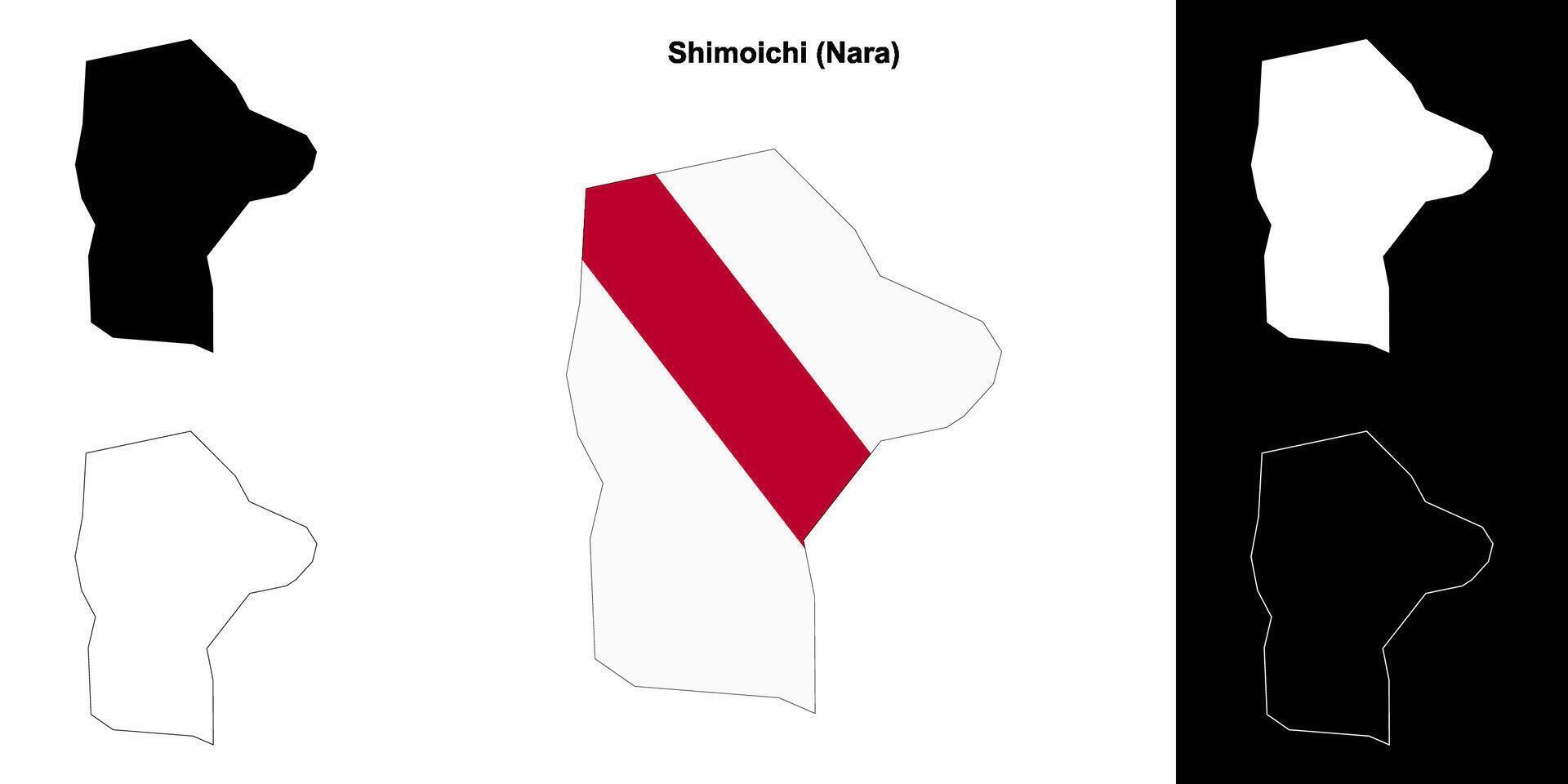 Shimoichi, Nara outline map set vector