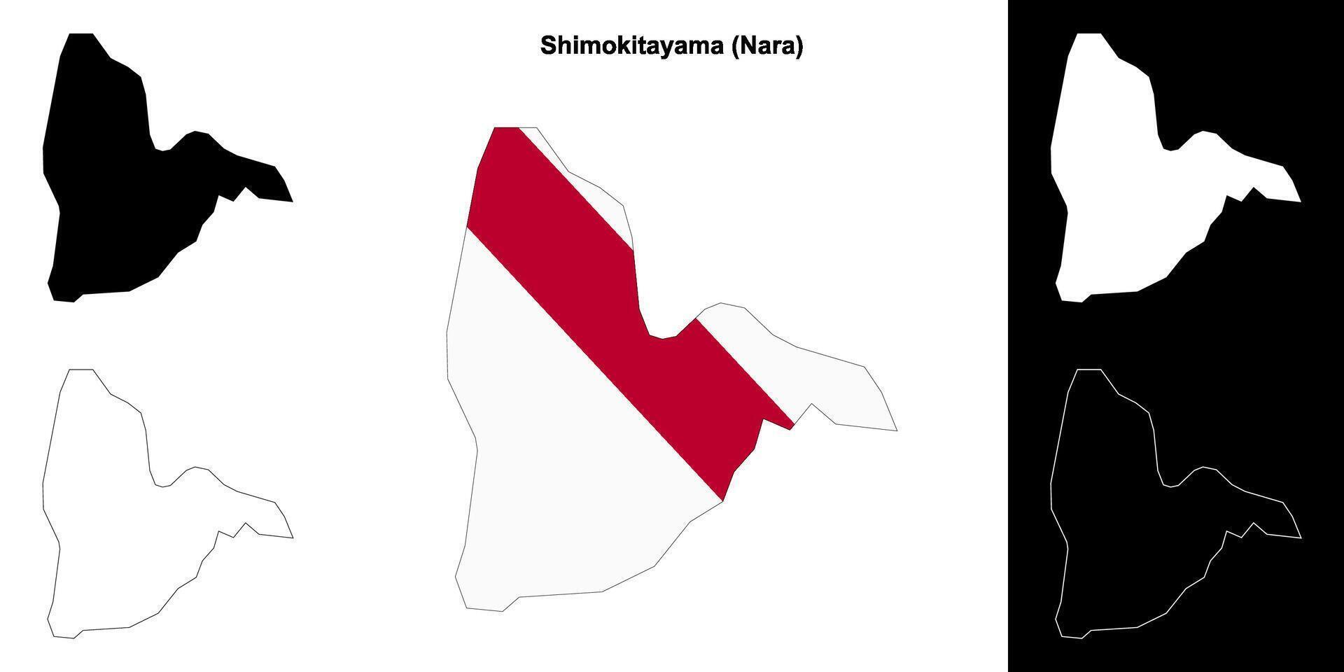 Shimokitayama, Nara outline map set vector