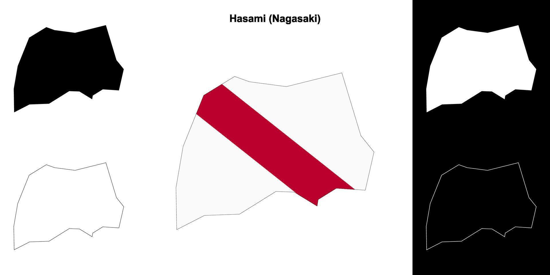 Hasami, Nagasaki outline map set vector