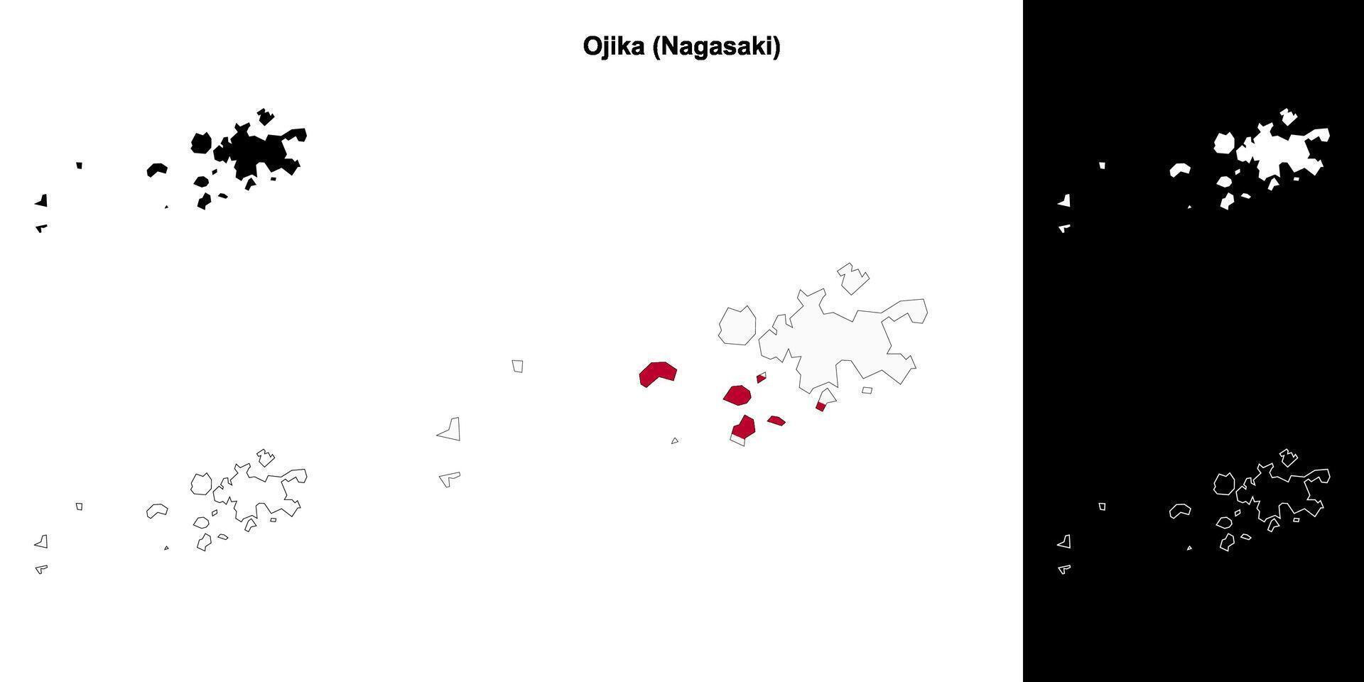 Ojika, Nagasaki outline map set vector