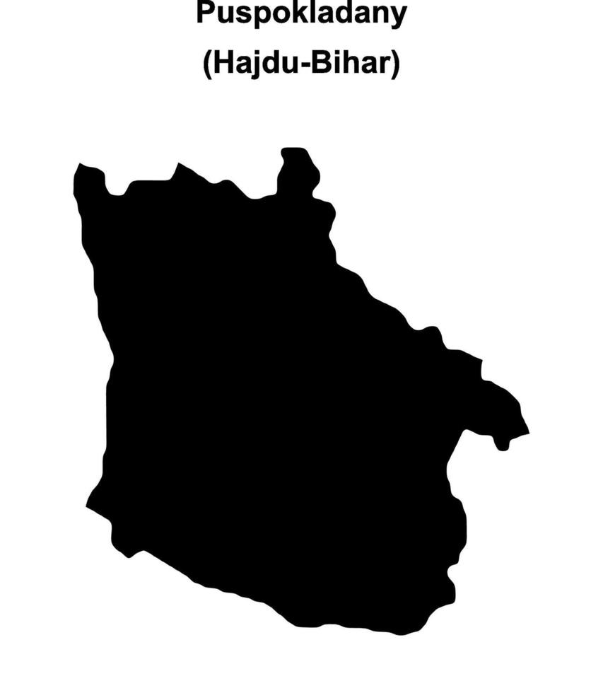 Puspokladany district blank outline map vector