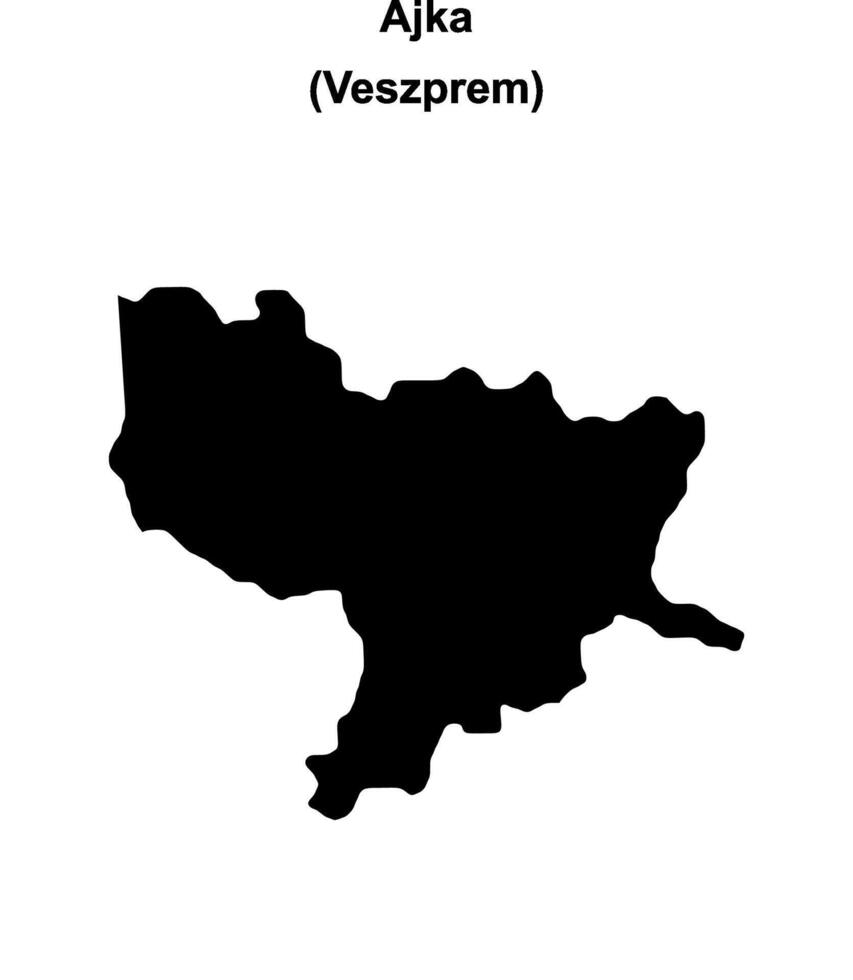 Ajka district blank outline map vector