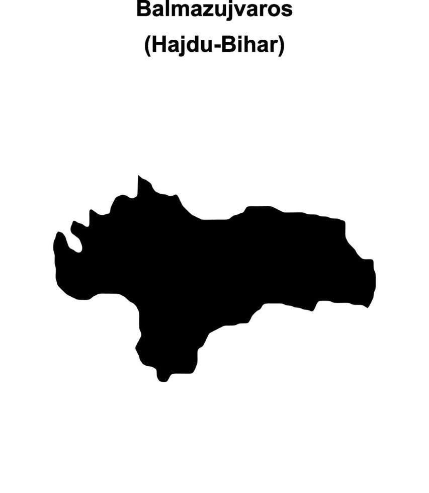 Balmazujvaros district blank outline map vector