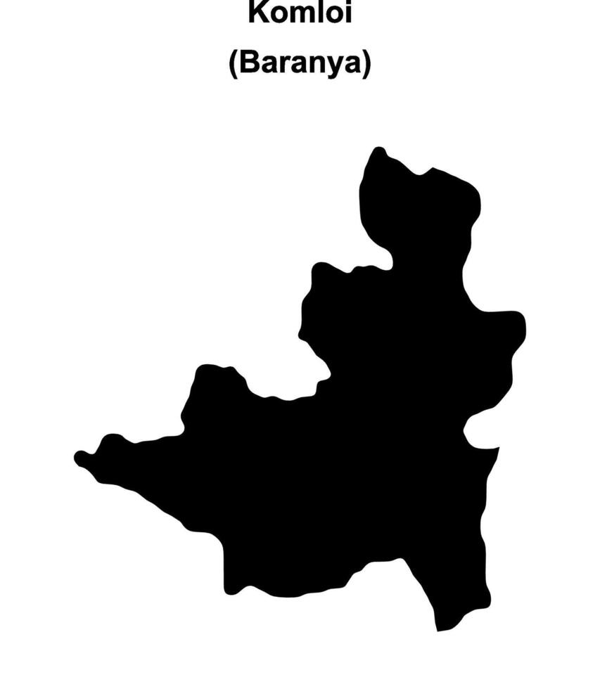 Komloi district blank outline map vector
