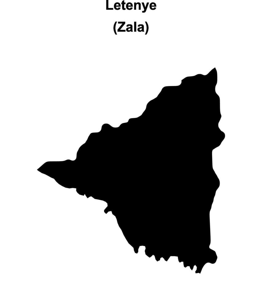 Letenye district blank outline map vector