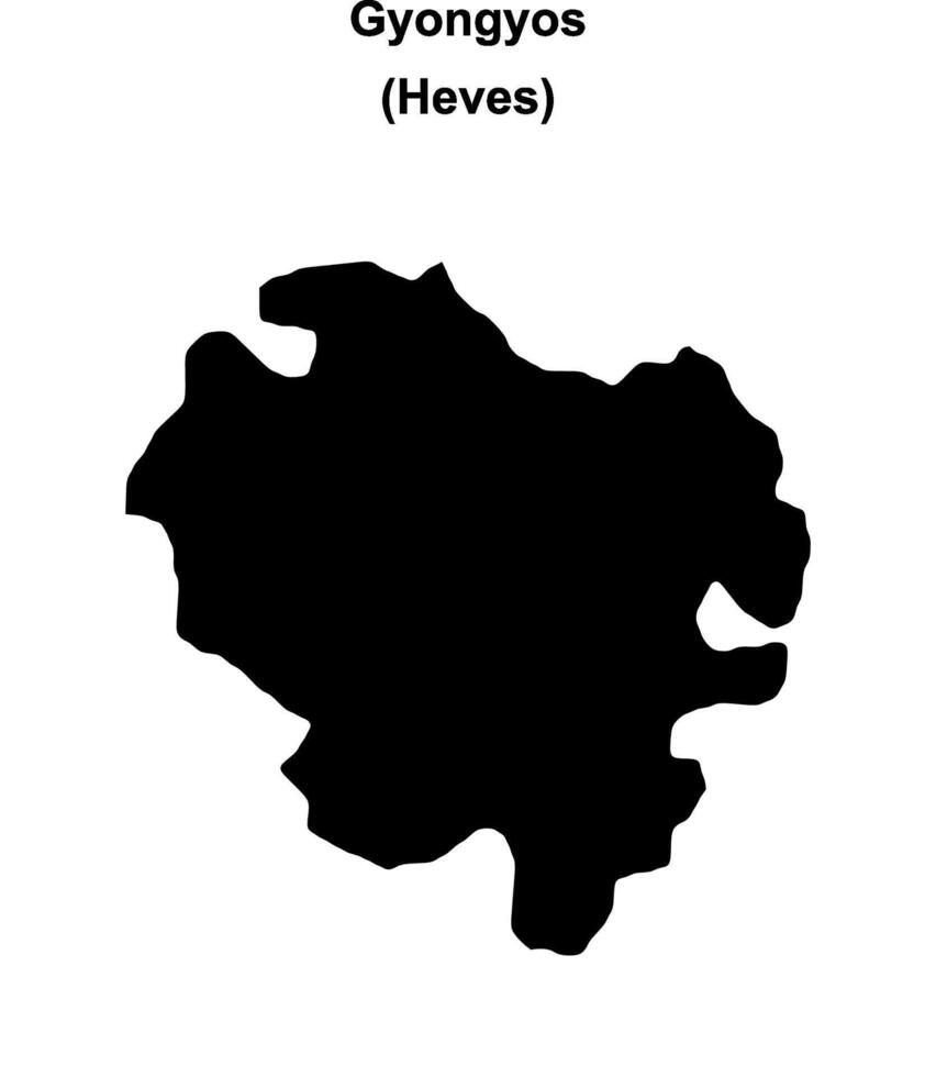 Gyongyos district blank outline map vector