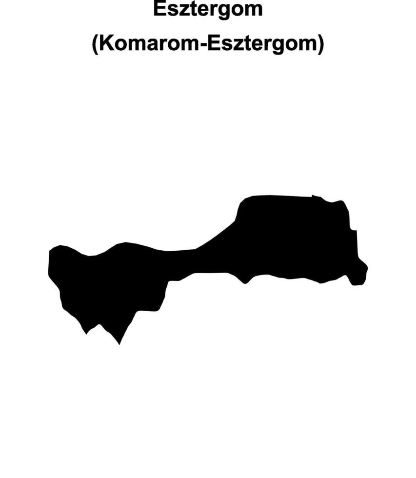 Esztergom district blank outline map vector
