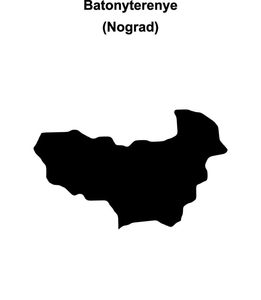 Batonyterenye district blank outline map vector