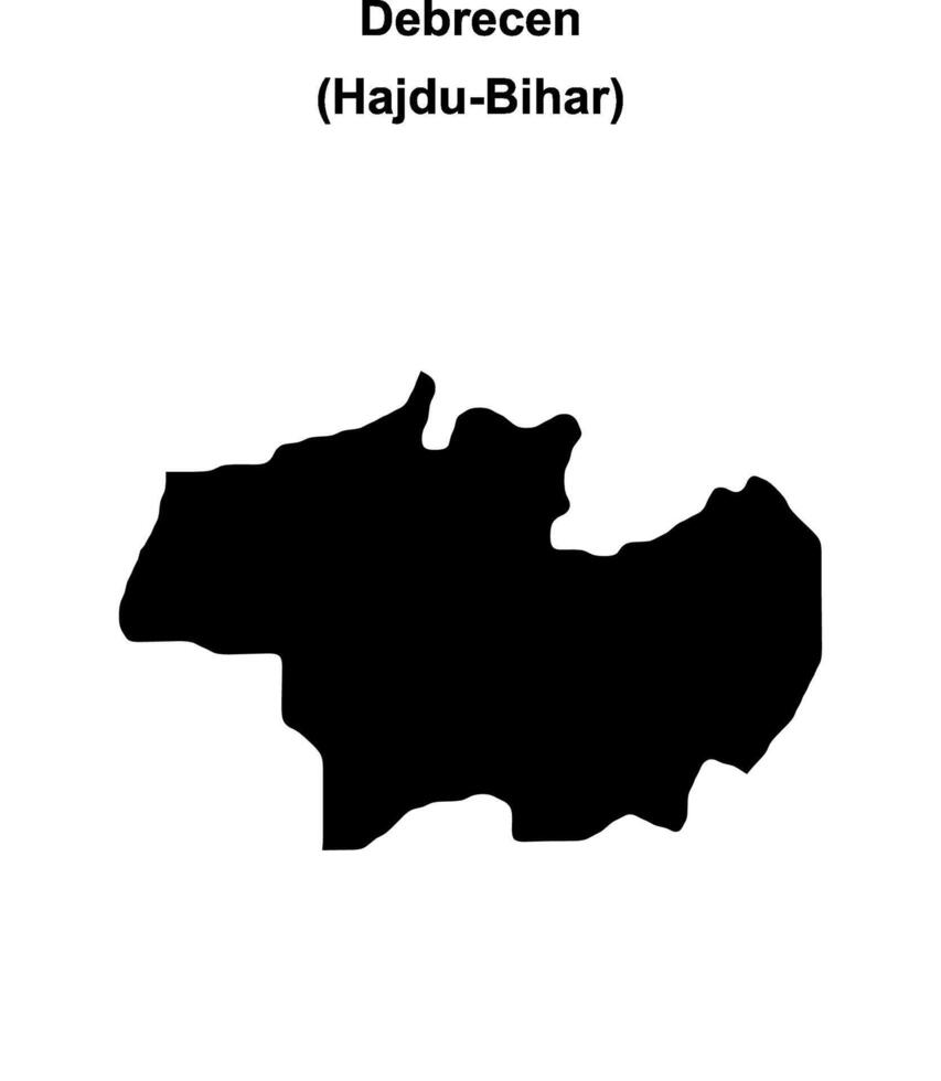 Debrecen district blank outline map vector