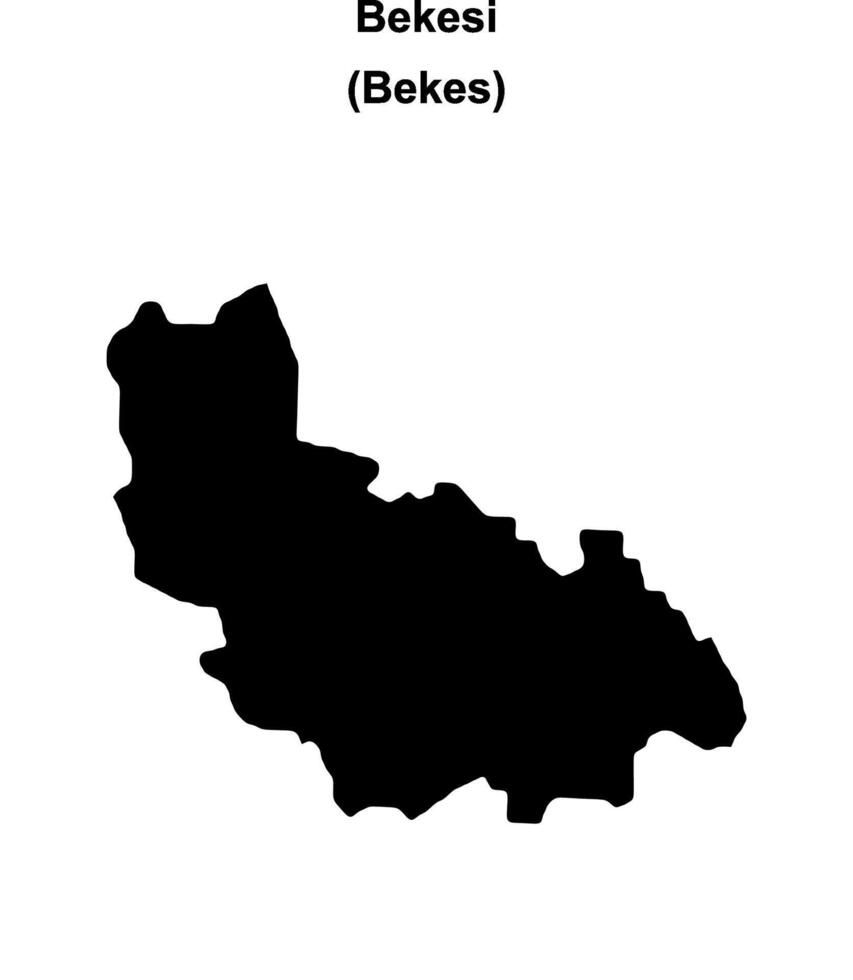 Bekesi district blank outline map vector