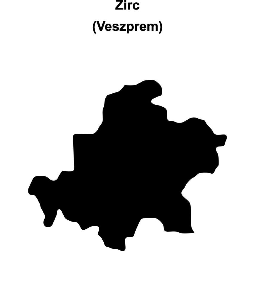 Zirc district blank outline map vector