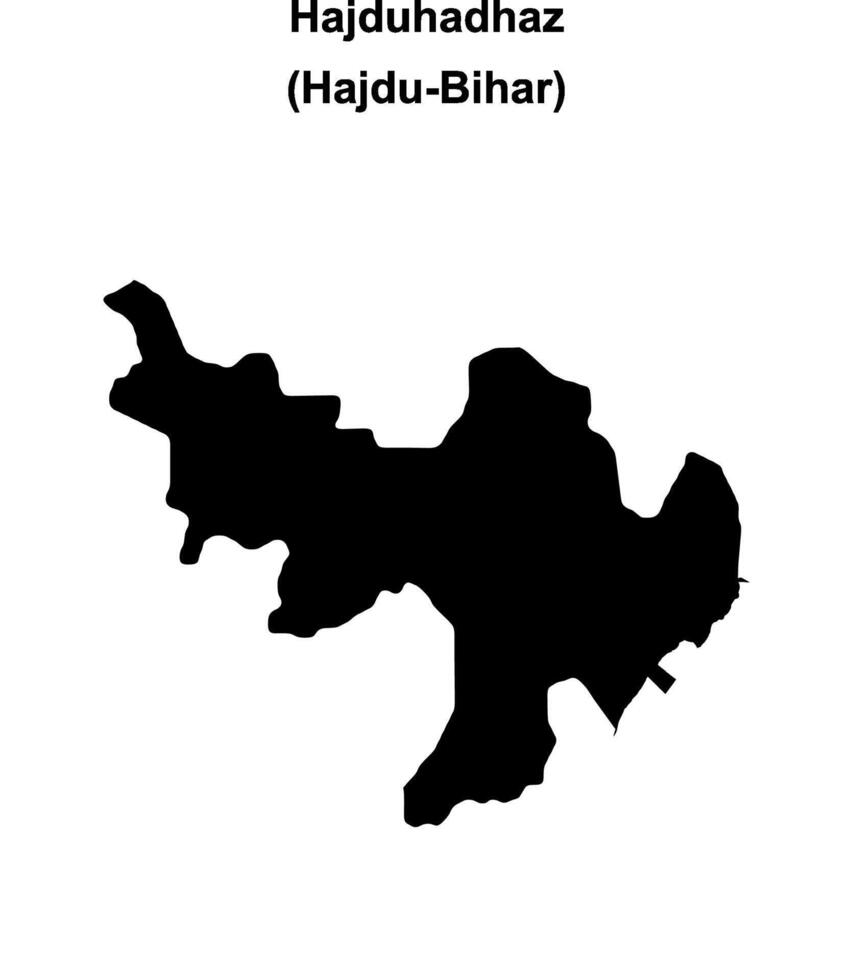 Hajduhadhaz district blank outline map vector