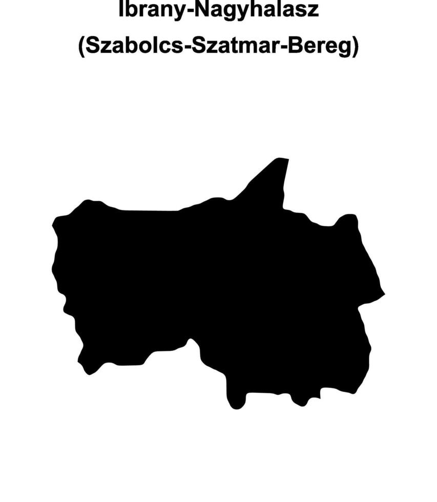 Ibrany-Nagyhalasz district blank outline map vector