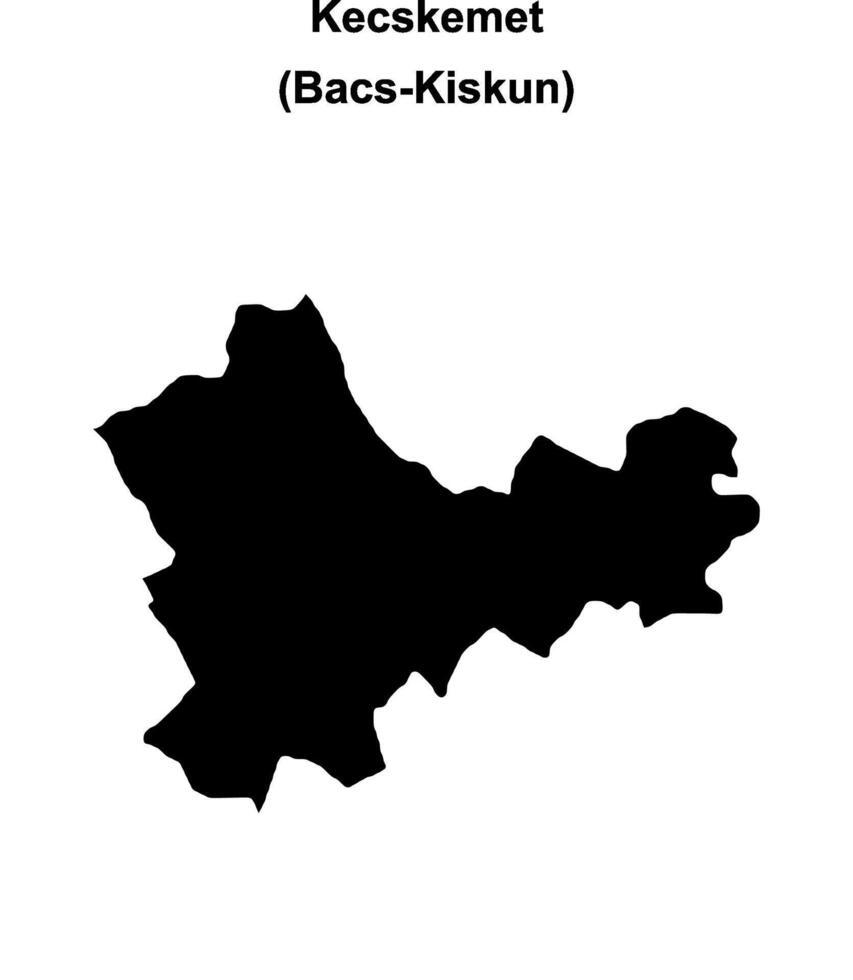 Kecskemet district blank outline map vector
