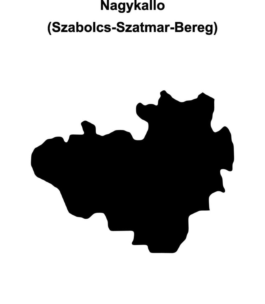 Nagykallo district blank outline map vector