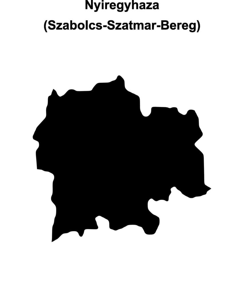 Nyiregyhaza district blank outline map vector