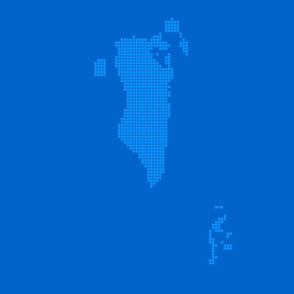 Blue halftone dot outline map background of Bahrain vector