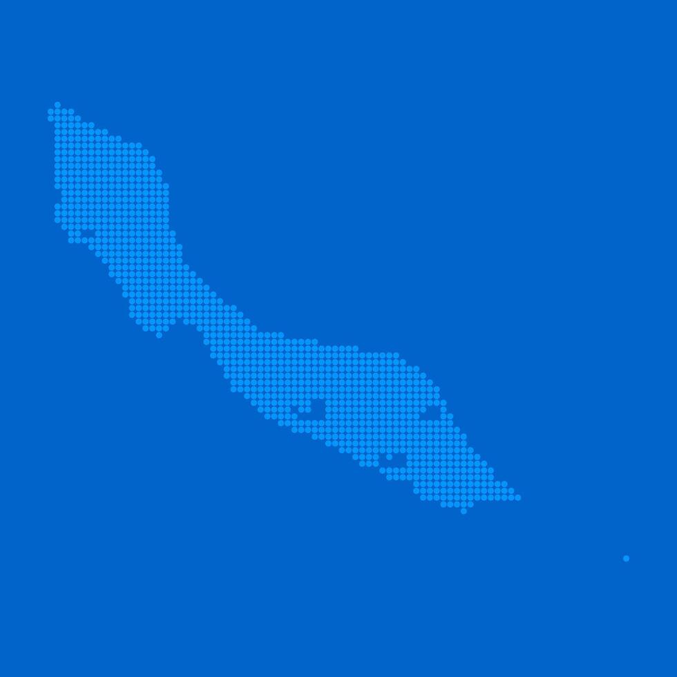 Blue halftone dot outline map background of Curacao vector