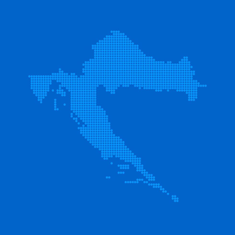 Blue halftone dot outline map background of Croatia vector