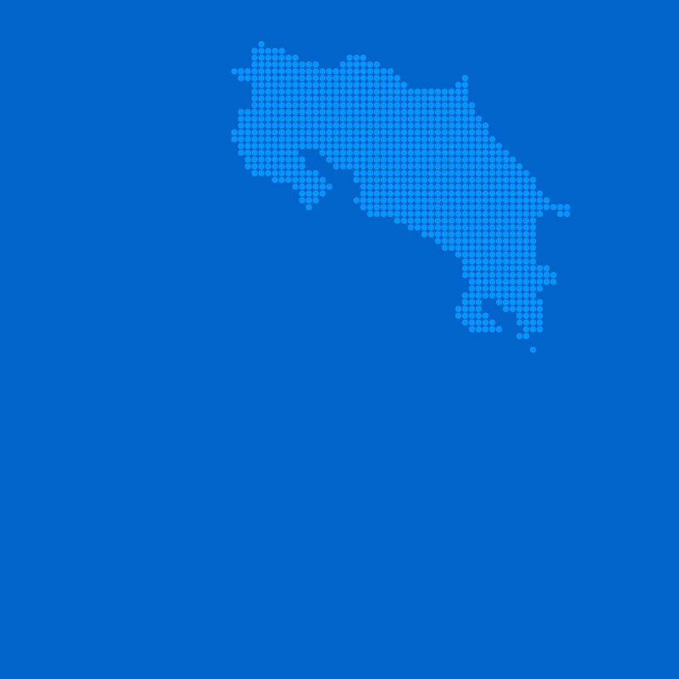 Blue halftone dot outline map background of Costa Rica vector