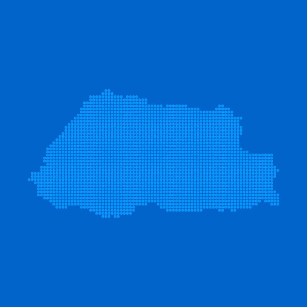 Blue halftone dot outline map background of Bhutan vector