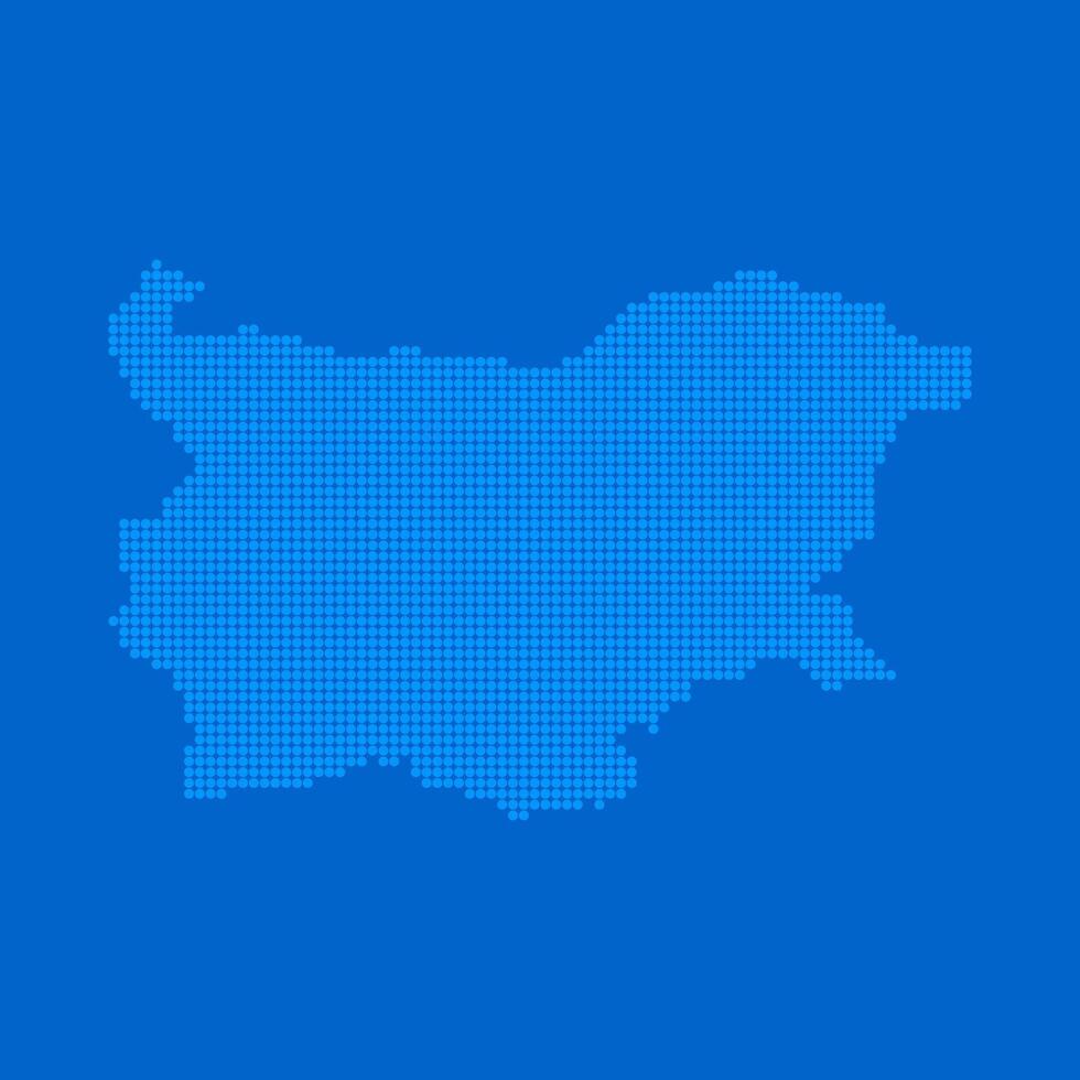 Blue halftone dot outline map background of Bulgaria vector