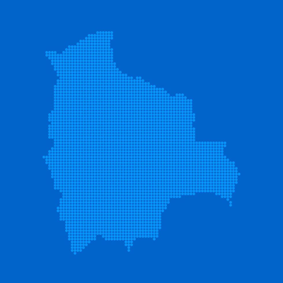 Blue halftone dot outline map background of Bolivia vector