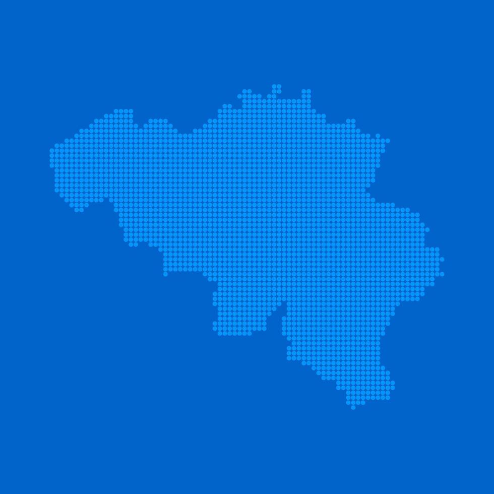 Blue halftone dot outline map background of Belgium vector
