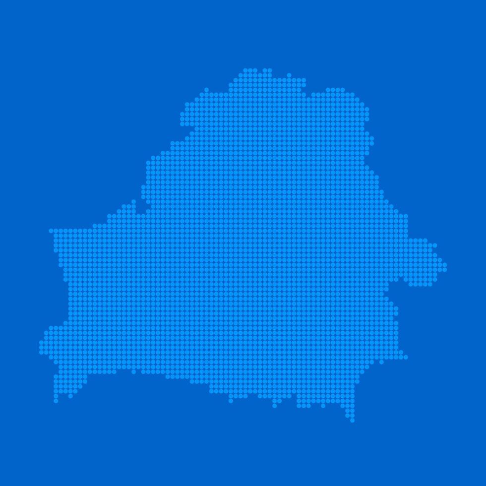 Blue halftone dot outline map background of Belarus vector