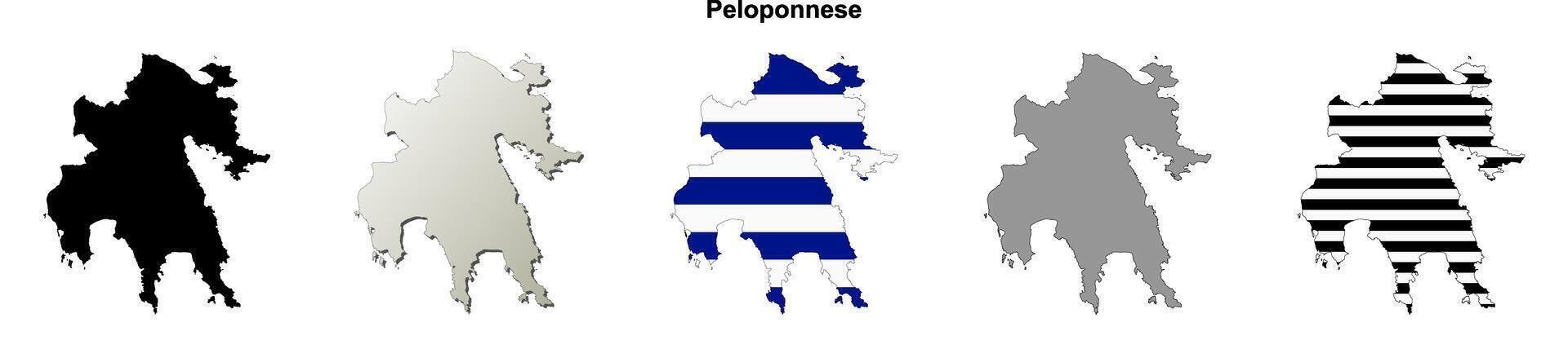 Peloponnese, Greece blank outline map set vector