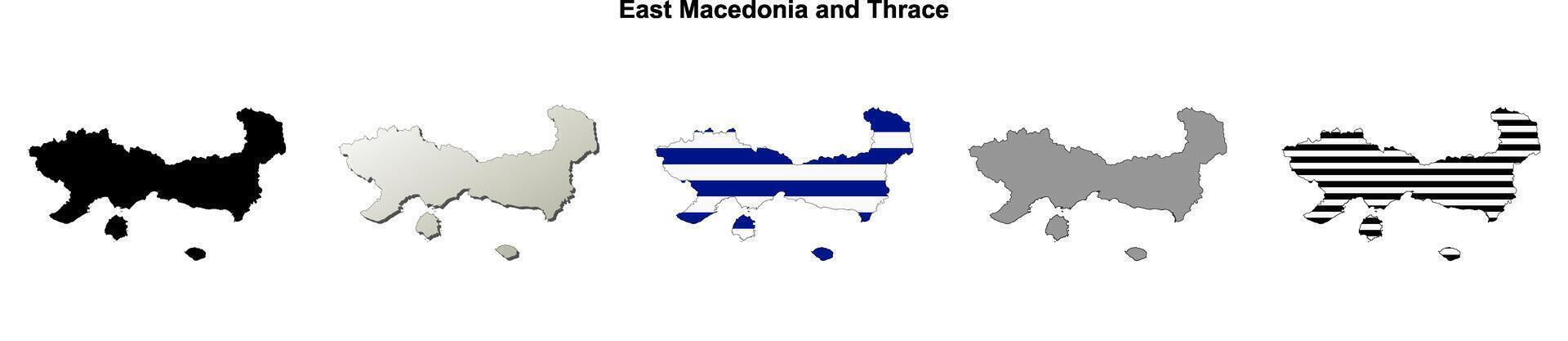 East Macedonia and Thrace, Greece blank outline map set vector