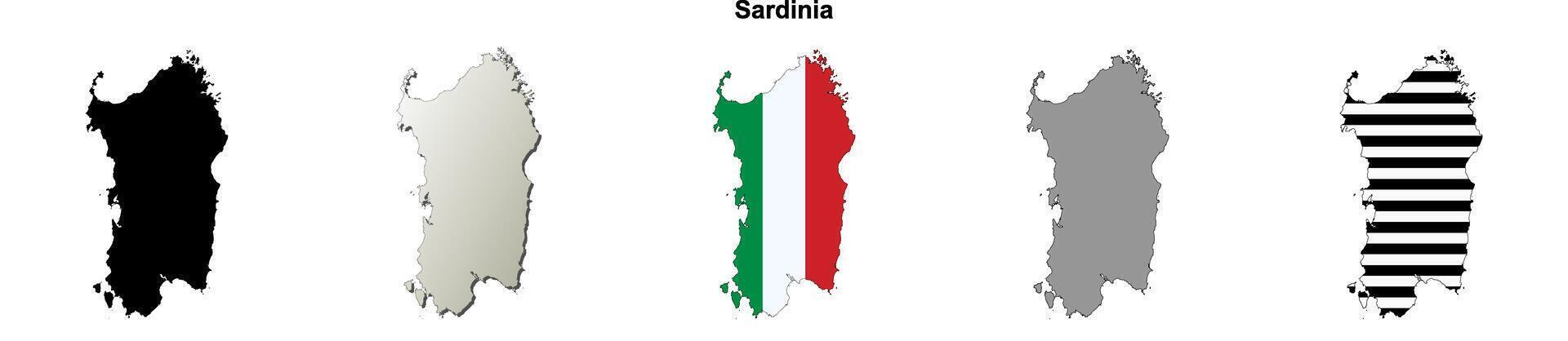 Sardinia region blank outline map set vector