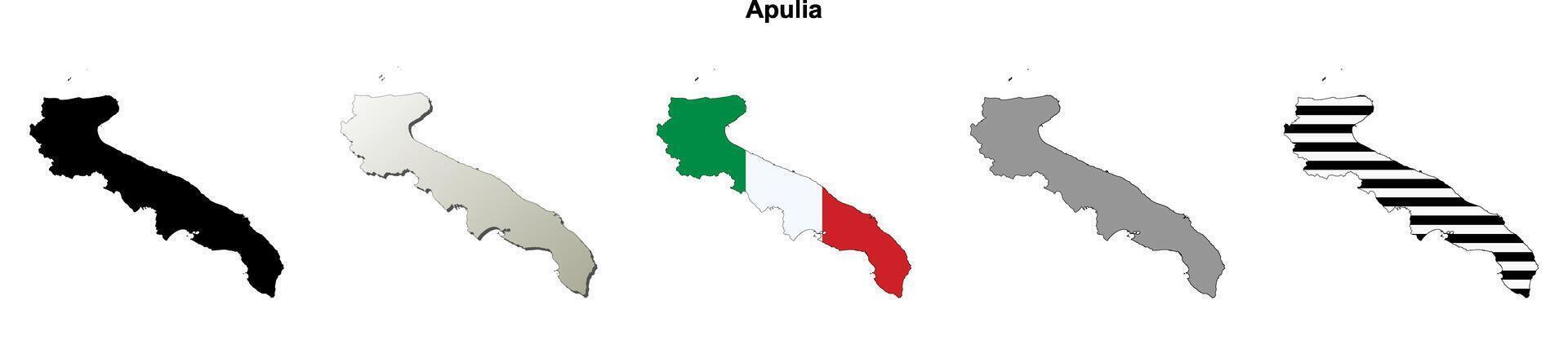 Apulia region blank outline map set vector