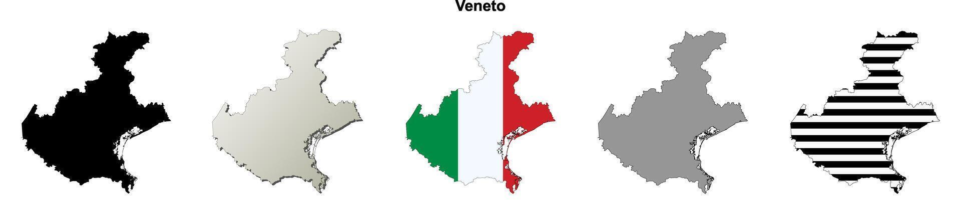 Veneto region blank outline map set vector