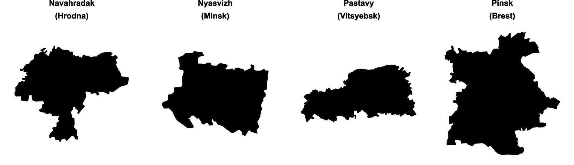 Navahradak, Nyasvizh, Pastavy, Pinsk outline maps vector