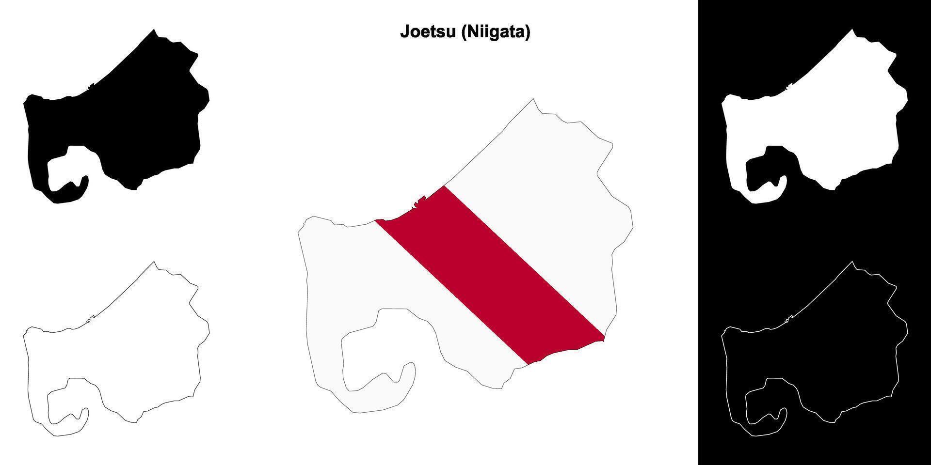 Joetsu, Niigata outline map set vector