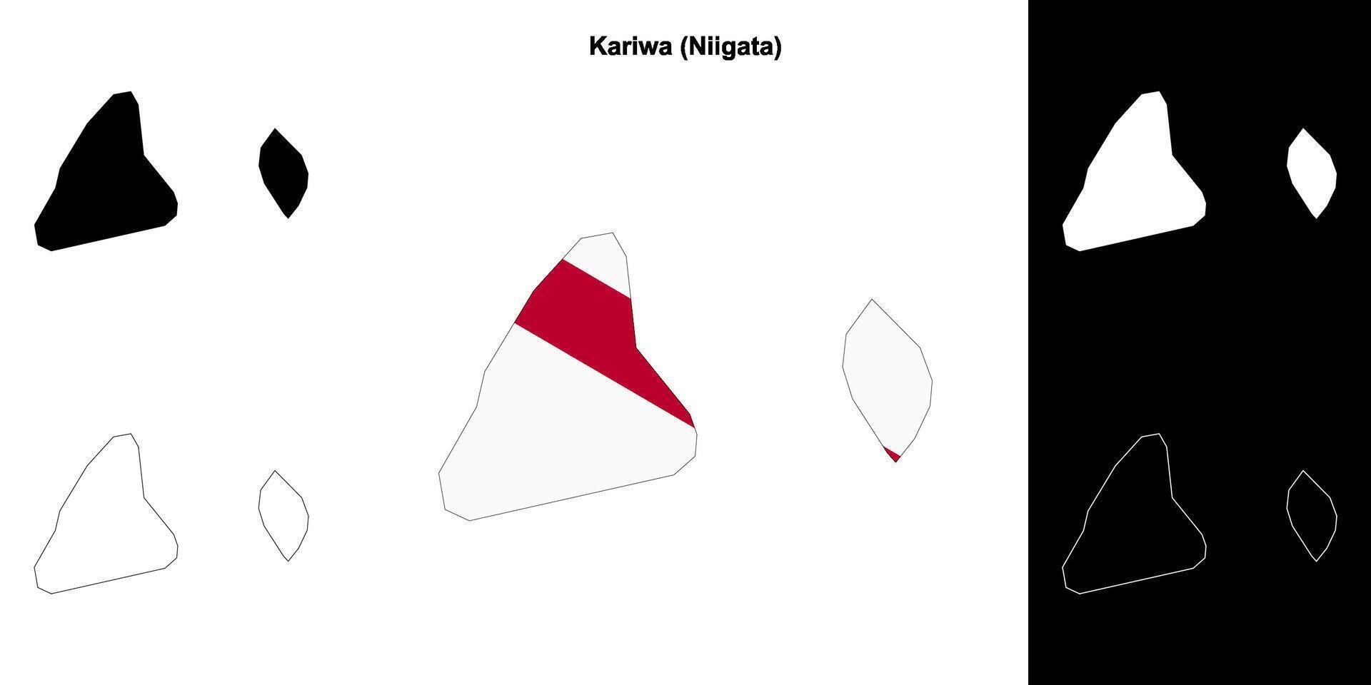 Kariwa, Niigata outline map set vector