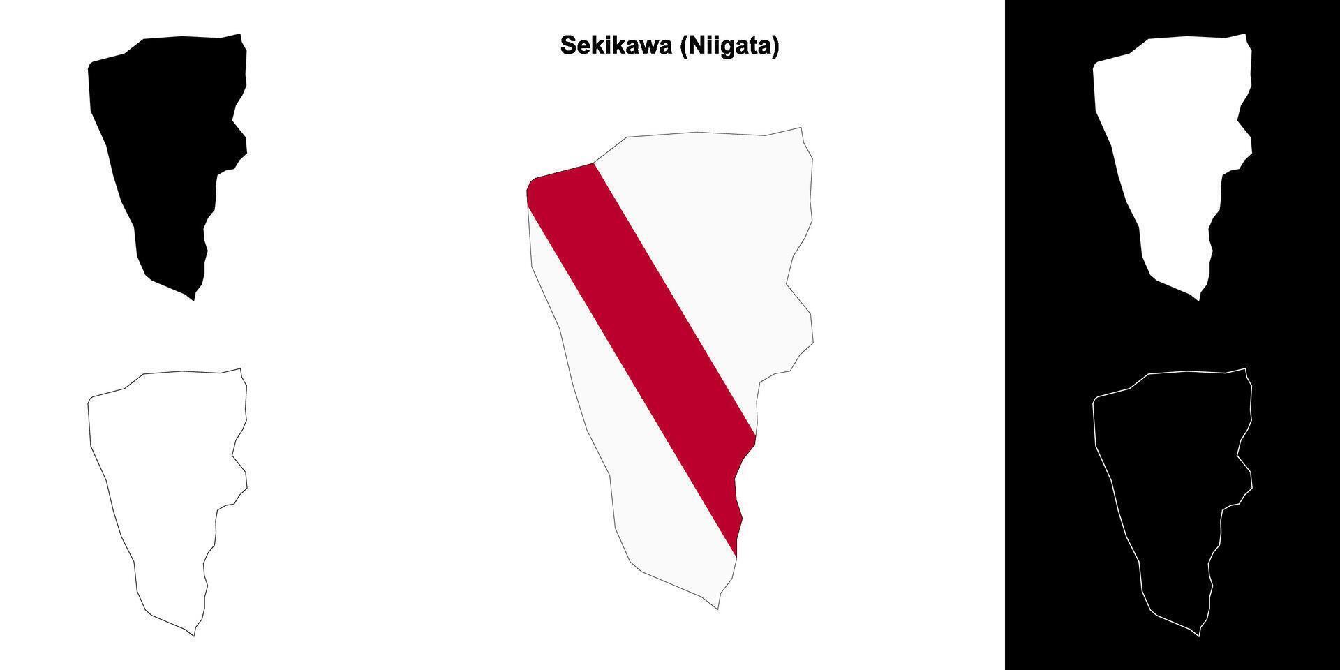 Sekikawa, Niigata outline map set vector