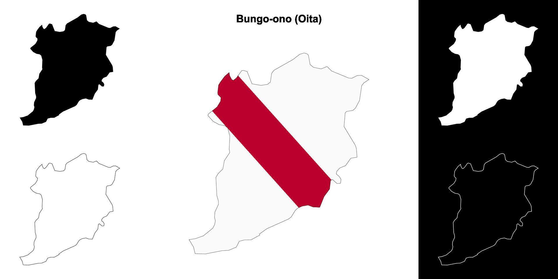Bungo-ono, Oita outline map set vector