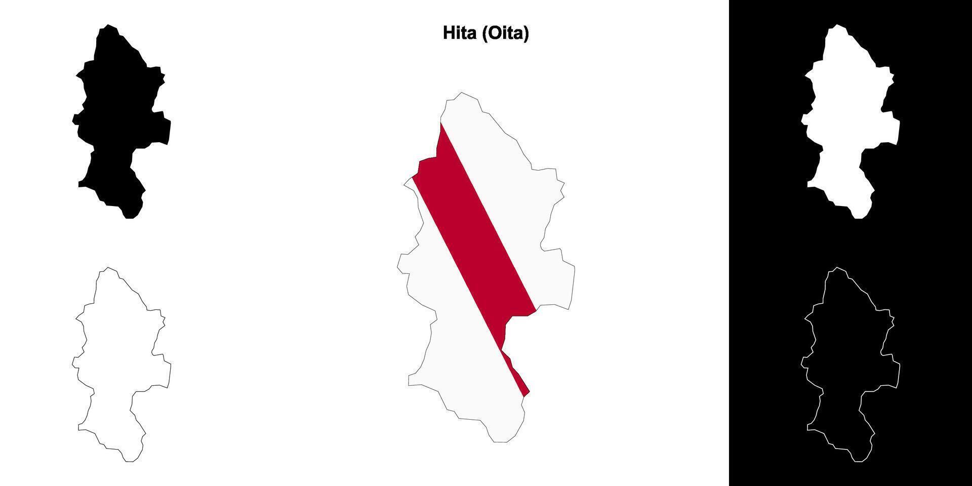 Hita, Oita outline map set vector